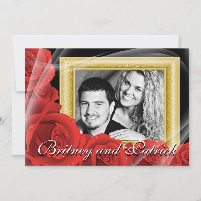 Your Custom Photo Red Rose Wedding Invitations (Front)