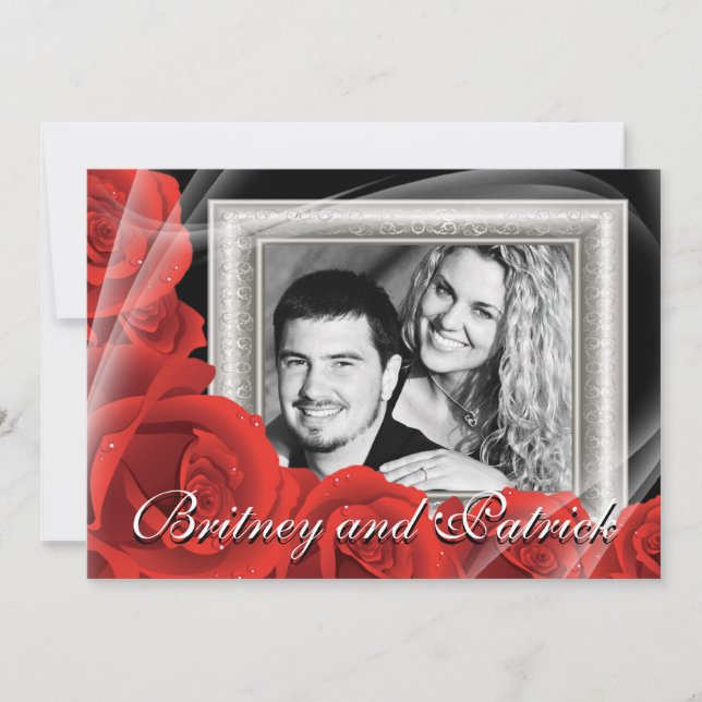 Your Custom Photo Red Rose Wedding Invitations (Front)