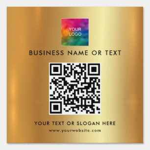 Your Custom QR Code Business Logo Faux Gold Yard Sign