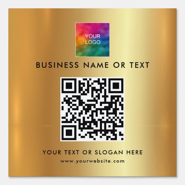 Your Custom QR Code Business Logo Faux Gold Yard Sign (Front)