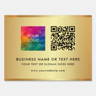 Your Custom QR Code Company Logo Text Gold Yard Sign