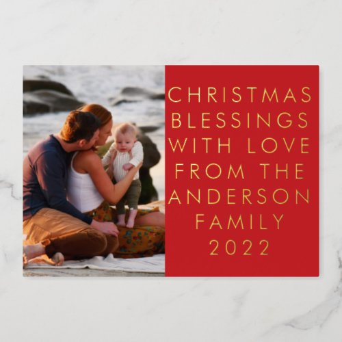 Your Custom Real Gold Christmas Text Photo Foil Holiday Card