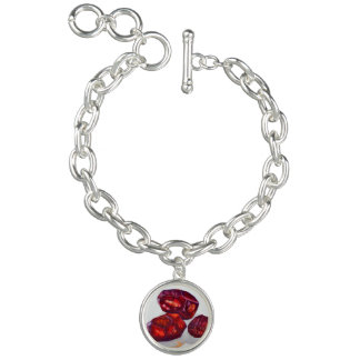 Your Custom Round Luner Charm Bracelet, red stone. Bracelet