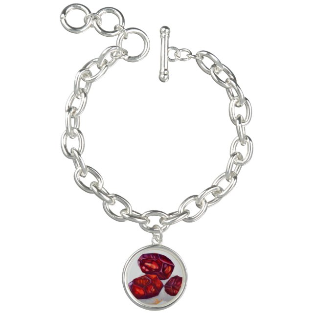 Your Custom Round Luner Charm Bracelet, red stone. Bracelet (Product)
