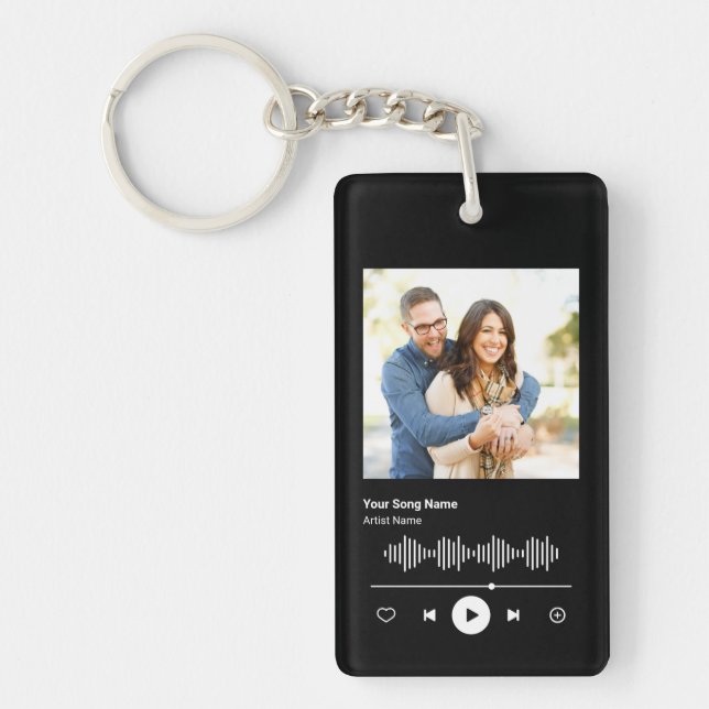Your Custom Song Code Couple Photo Music Player Keychain (Front)