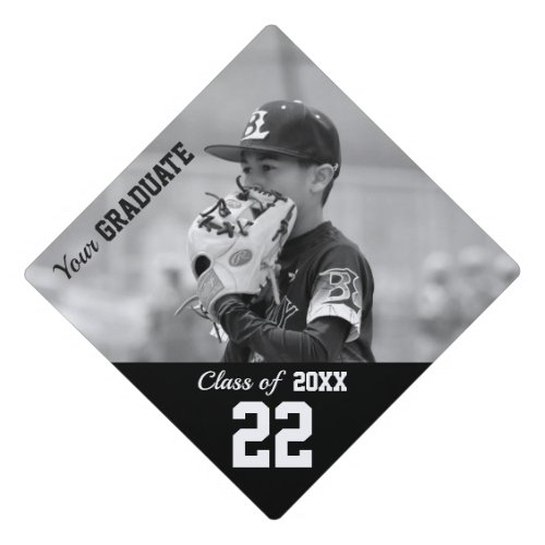 Your Custom Sports Photo  Jersey Number Graduation Cap Topper