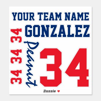 Your Custom Team Spirit Jersey Number Sticker by LEAH_MCPHAIL at Zazzle