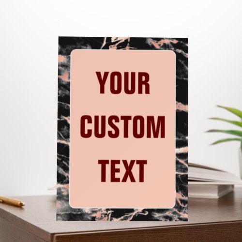 Your Custom Text Black  Rose Gold Marble Border Foam Board