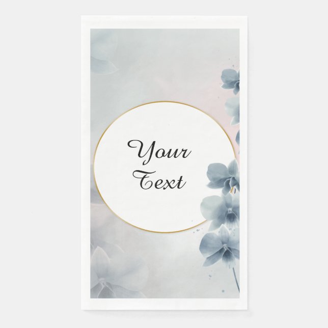 Your Custom Text - Blue Floral Personalized Paper Guest Towels (Front)