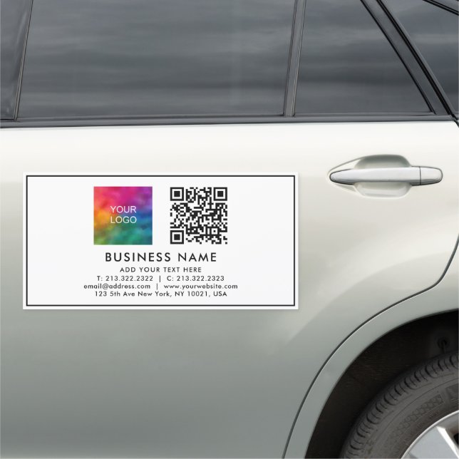 Your Custom Text Business Logo QR Code Template Car Magnet (In Situ)