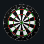 Your Custom Text | Classic Red Green Black White Dart Board<br><div class="desc">Classic dartboard design with 2 lines of your custom text in white font.</div>