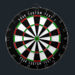 Your Custom Text | Classic Red Green Black White Dart Board<br><div class="desc">Classic dartboard design with 2 lines of your custom text in white font.</div>