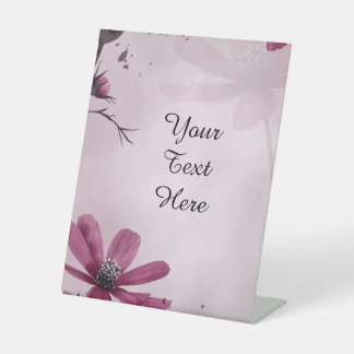 Your Custom Text - Deep Pink Flowers Personalized Pedestal Sign