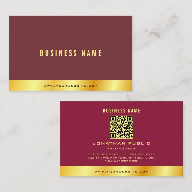 Your Custom Text Elegant Gold Professional Luxe Business Card (Front/Back)