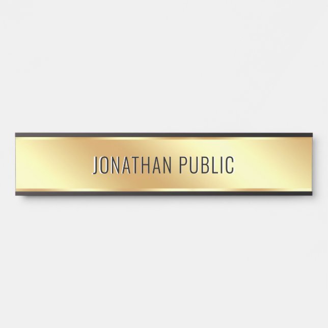 Your Custom Text Elegant Modern Black Gold House Door Sign (Front)