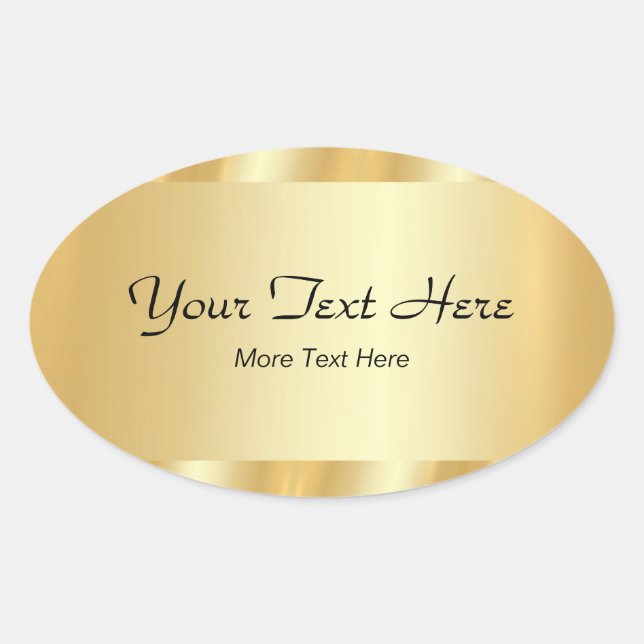 Your Custom Text Elegant Script Template Gold Oval Sticker (Front)