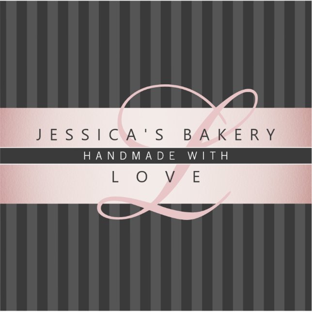 Your Custom Text | Faux Rose Gold w/Black & Grey Sticker (Front)