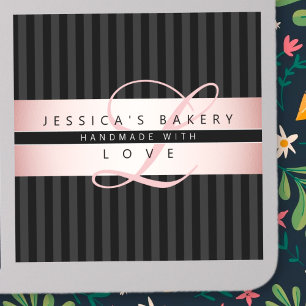 Your Custom Text Faux Rose Gold w/Black & Grey Sticker