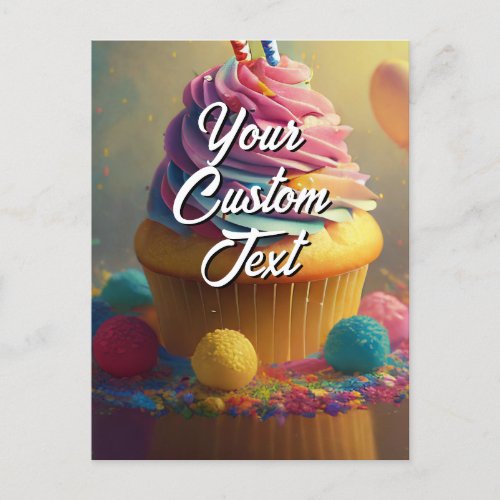 Your Custom Text Happy Birthday Cupcake Template