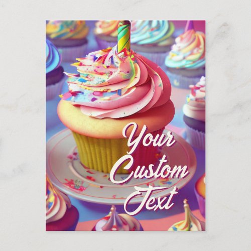 Your Custom Text Happy Birthday Cupcake Template