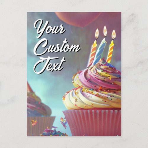 Your Custom Text Happy Birthday Cupcake Template