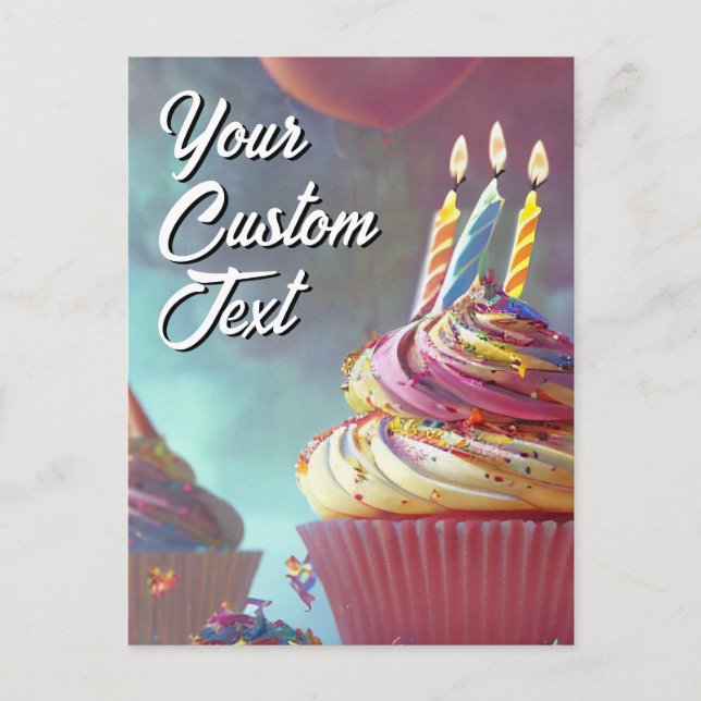 Your Custom Text Happy Birthday Cupcake Template (Front)