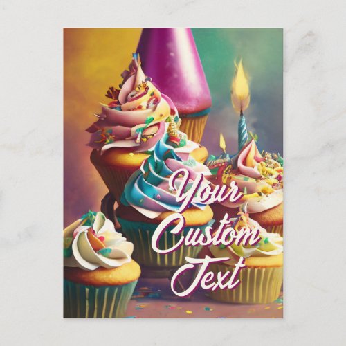 Your Custom Text Happy Birthday Cupcake Template