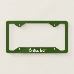 Your Custom Text in White Script on Forest Green License Plate Frame