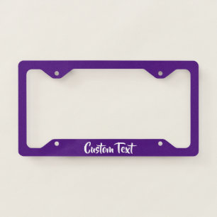 Your Custom Text in White Script on Royal Purple License Plate Frame