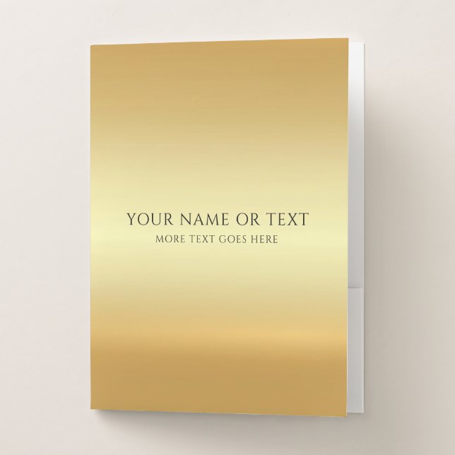 Your Custom Text Modern Faux Gold Glamour Template Pocket Folder (Front)