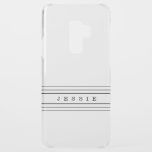 Your Custom Text & Modern Stripes Black & Clear Uncommon Samsung Galaxy S9 Plus Case