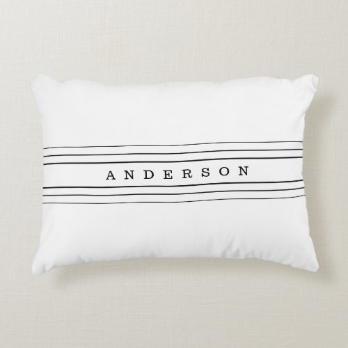 Your Custom Text  Modern Stripes  Black  White Accent Pillow