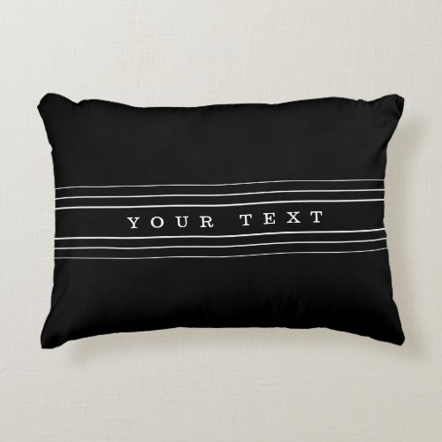Your Custom Text  Modern Stripes  Black  White Accent Pillow
