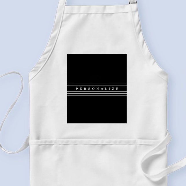 Your Custom Text & Modern Stripes | Black & White Adult Apron (Creator Uploaded)