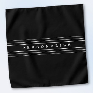 Your Custom Text & Modern Stripes   Black & White Bandana