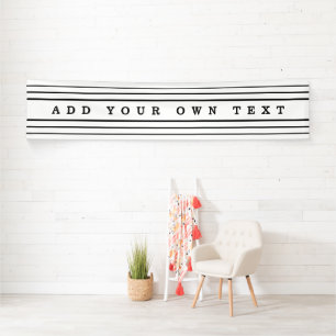 Your Custom Text & Modern Stripes Black & White Banner