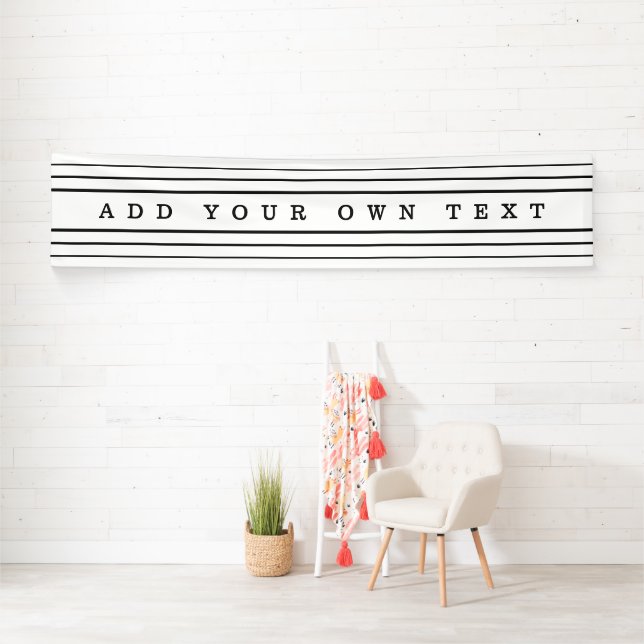 Your Custom Text & Modern Stripes | Black & White Banner (Insitu)
