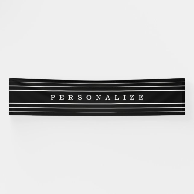 Your Custom Text & Modern Stripes | Black & White Banner (Horizontal)
