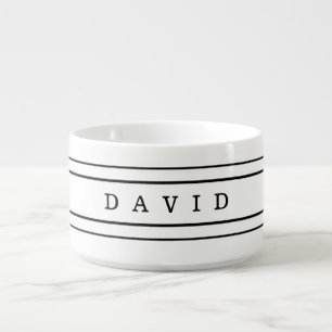Your Custom Text & Modern Stripes Black & White Bowl