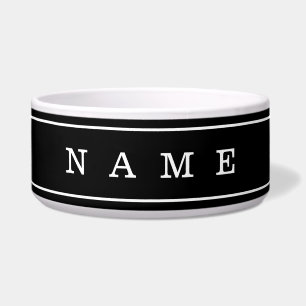Your Custom Text & Modern Stripes Black & White Bowl