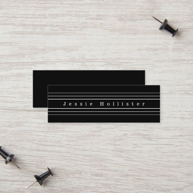 Your Custom Text & Modern Stripes | Black & White Calling Card (Front/Back In Situ)