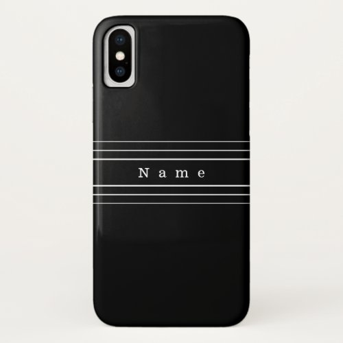 Your Custom Text  Modern Stripes  Black  White iPhone XS Case