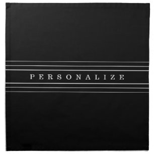 Your Custom Text & Modern Stripes Black & White Cloth Napkin