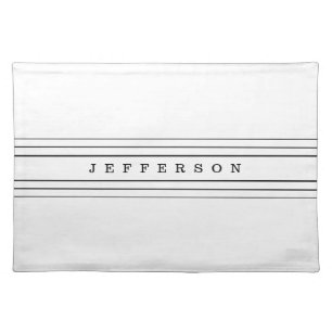 Your Custom Text & Modern Stripes   Black & White Cloth Placemat
