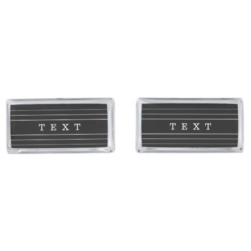 Your Custom Text  Modern Stripes  Black  White Cufflinks
