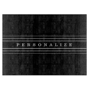 Your Custom Text & Modern Stripes Black & White Cutting Board
