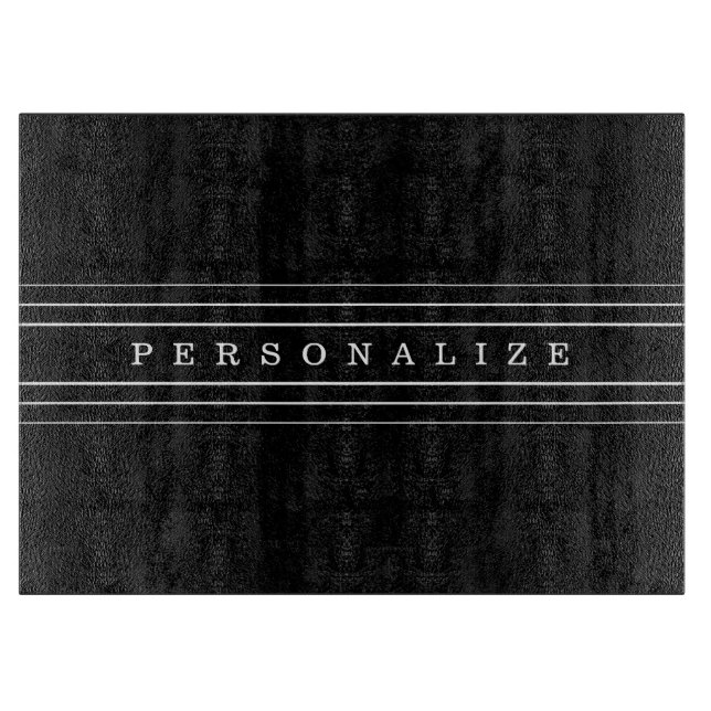 Your Custom Text & Modern Stripes | Black & White Cutting Board (Front)