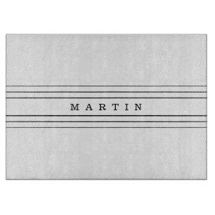 Your Custom Text & Modern Stripes Black & White Cutting Board