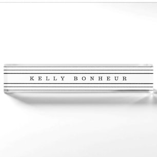 Your Custom Text & Modern Stripes Black & White Desk Name Plate
