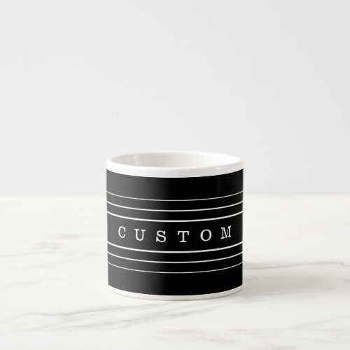 Your Custom Text  Modern Stripes  Black  White Espresso Cup